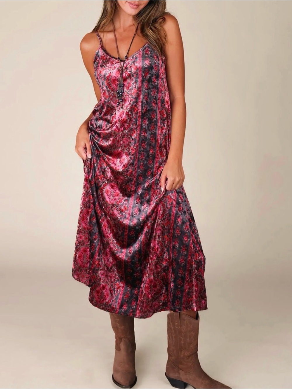 NWT Natural Life Gracie Velvet Slip Dress Dark Floral Garden Small New!
